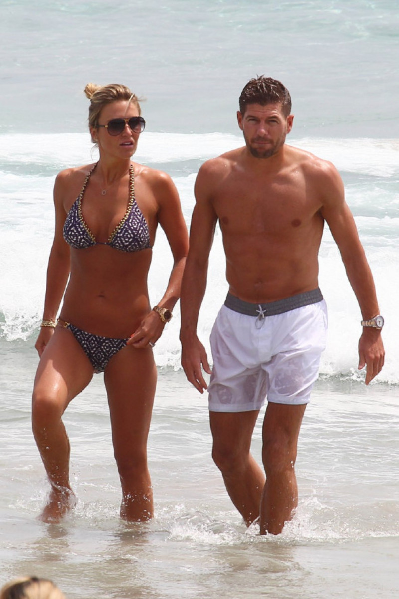 Steven Gerrard and Alex at the beach in Ibiza