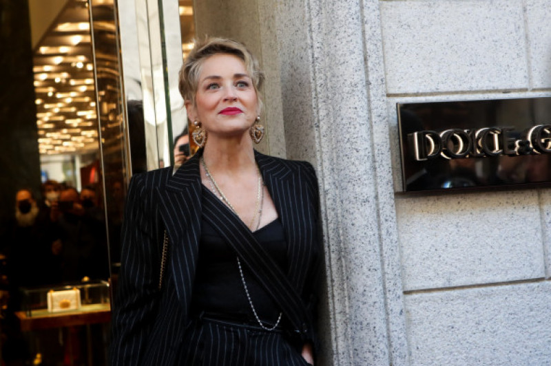 Sharon Stone Is Seen Outside Dolce &amp; Gabbana Shop, Milan, Italy - 26 Feb 2022