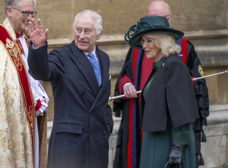 Regele Charles și Camilla la slujba de Paște/ Profimedia