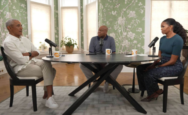 Barack Obama joined wife Michelle Obama for the latest episode of her IMO podcast