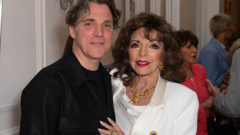 Joan Collins, soacră mare la 92 de ani. Etalon de eleganță, a strălucit într-o rochie bleu și și-a condus fiul la altar, în Austria