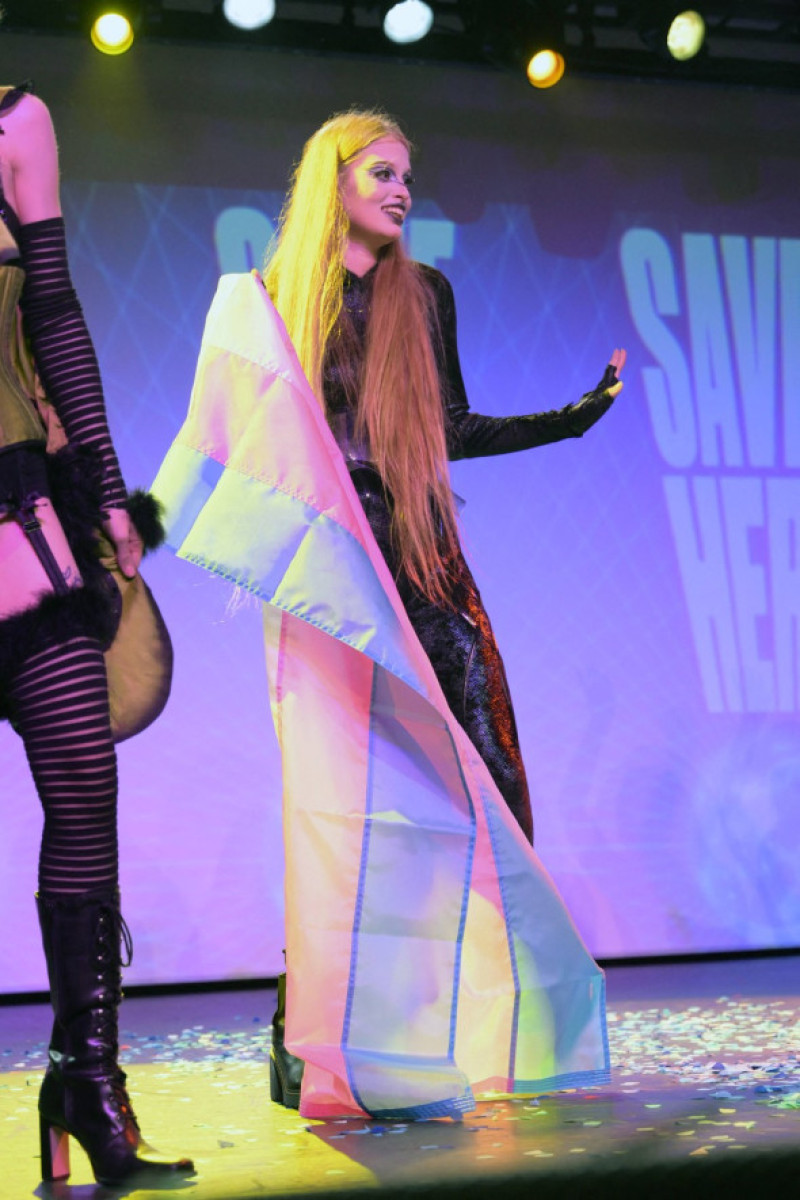 EXCLUSIVE: Elon Musk's transgender daughter Vivian Jenna Wilson dances with a Transgender pride flag as she takes a final bow at her very first drag show performance