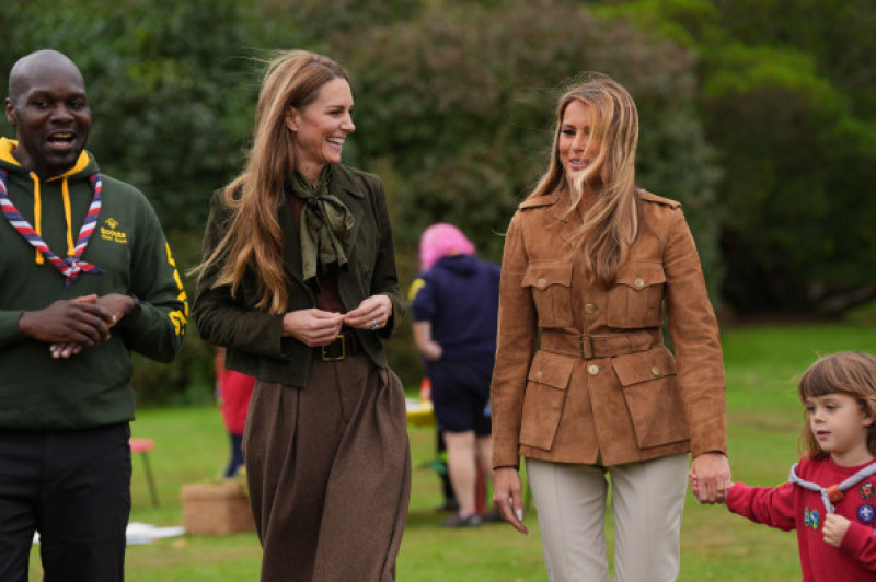 The Princess of Wales (left) and First Lady Melania Trump meet members of the Scouts' Squirrels programme in Frogmore Gardens in Windsor, Berkshire, on day two of US President Donald Trump's second state visit to the UK. The princess and the US first lady