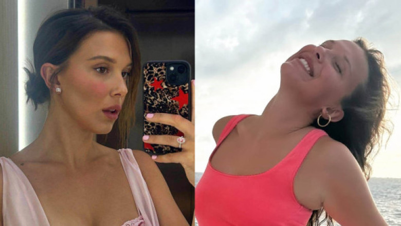 Millie Bobby Brown, bronzată și relaxată, în costum de baie, pe o plajă pustie. Plină de încredere, într-o escapadă exotică