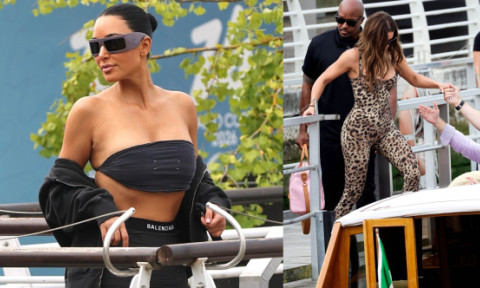 Kim și Khloe Kardashian, când nu-și editează pozele în Photoshop. Vedetele, fotografiate în Veneția, înainte de „nunta secolului”