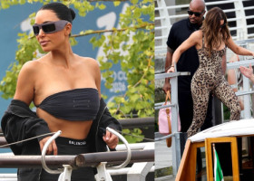 Kim și Khloe Kardashian, când nu-și editează pozele în Photoshop. Vedetele, fotografiate în Veneția, înainte de „nunta secolului”