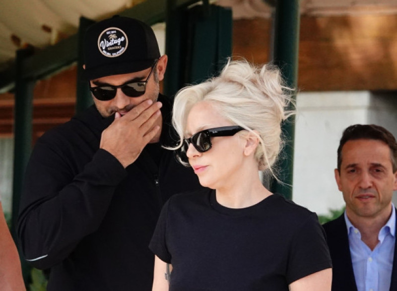 Lady Gaga with her boyfriend leaves Venice