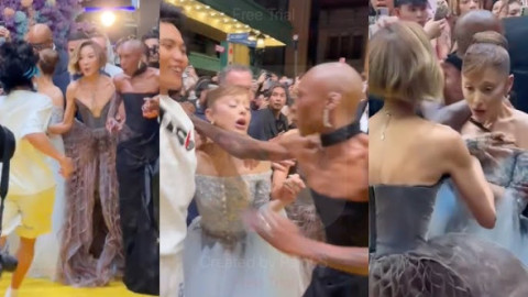 VIDEO Ariana Grande, panicată după ce a fost 'atacată' de un fan la premiera Wicked. Cynthia Erivo a sărit în fața ei pentru a o apăra