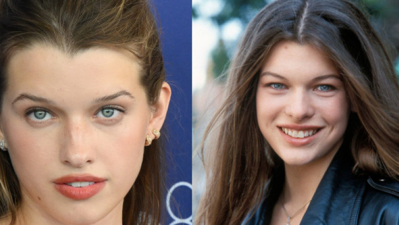 Par gemene, dar fotografiile sunt făcute la 34 de ani distanță. Ever Anderson, copia absolută a mamei sale, Milla Jovovich