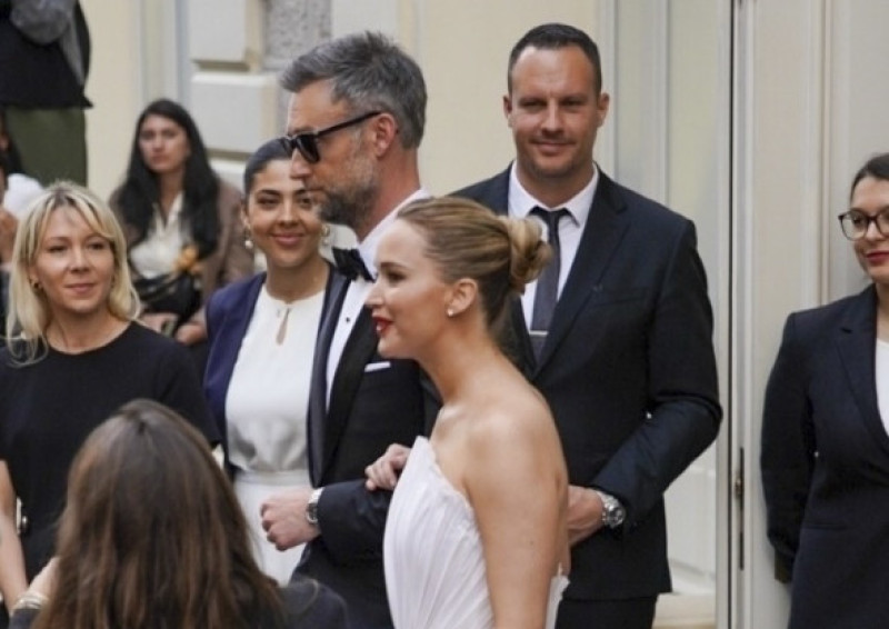 Jennifer Lawrence and Cooke Maroney leave hotel heading to red carpet at Cannes