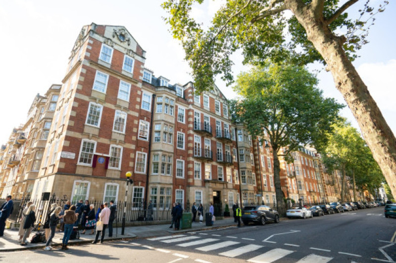 General view of the new English Heritage blue plaque to Diana, Princess of Wales, outside Coleherne Court, Old Brompton Road, London. Picture date: Wednesday September 29, 2021.