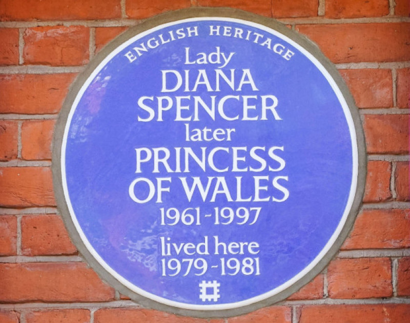 General view of the new English Heritage blue plaque to Diana, Princess of Wales, outside Coleherne Court, Old Brompton Road, London. Picture date: Wednesday September 29, 2021.