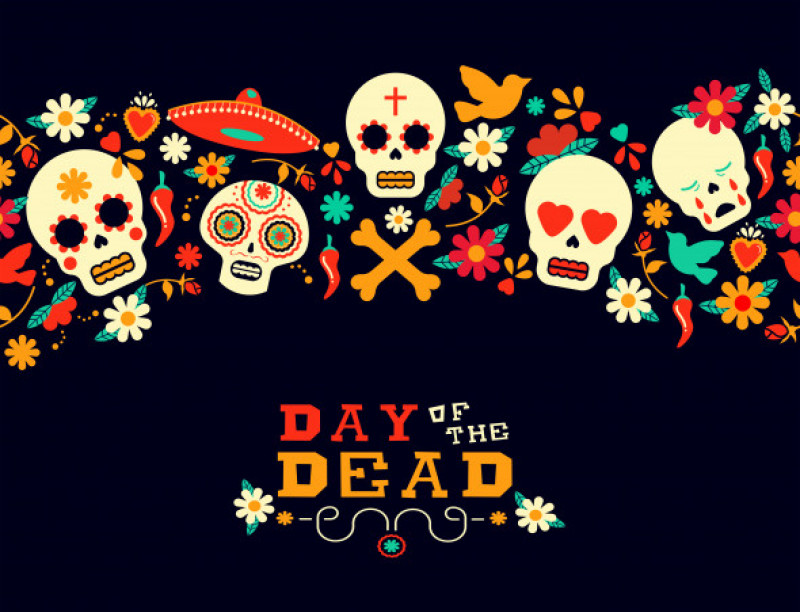 Day of the dead flower sugar skull background