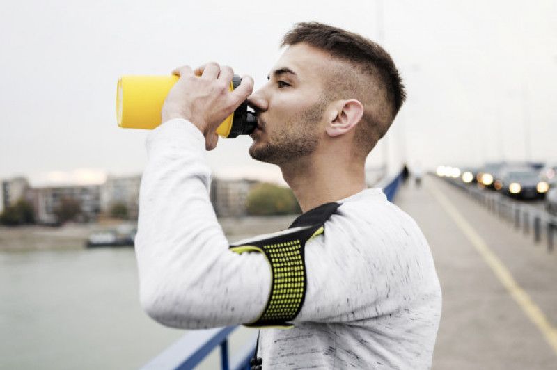 Jogger drinking water