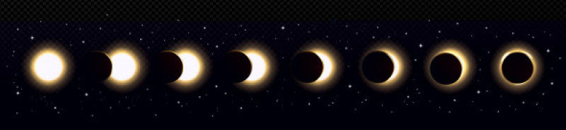 Solar eclipse in different phases