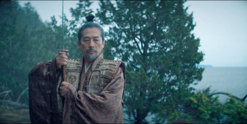 Los Angeles.CA.USA. Hiroyuki Sanada    in a  scene in the TV FX/Hulu TV series, Shogun (TV) 2024. S1E10. Creators: Rachel Kondo and Justin Marks.Source: Novel with same title by James Clavell.Plot: An English ship pilot lands in Japan in 1600 and gets