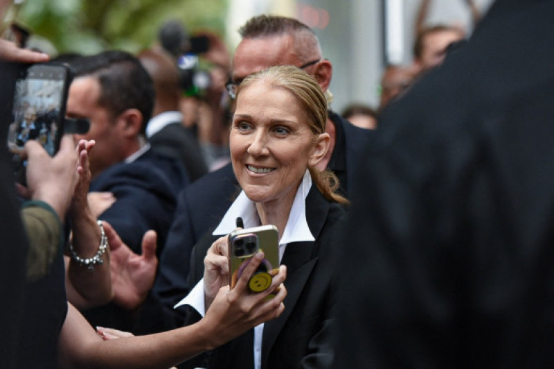 Celine Dion Meets Her Fans Outside Her Hotel In Paris