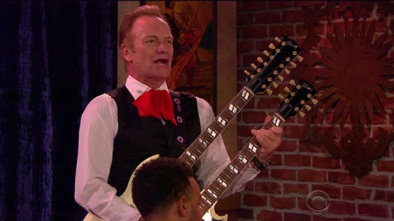 Sting beats James Corden in a battle of singing waiters in hilarious sketch on The Late Late Show