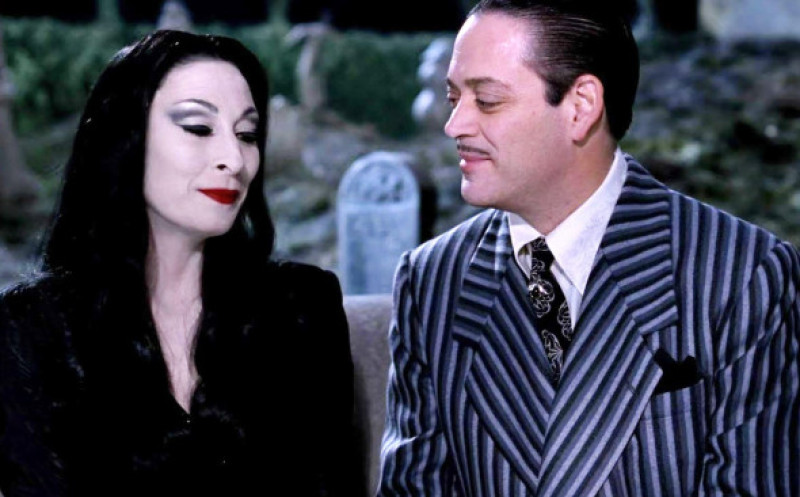 THE ADDAMS FAMILY 1991 Paramount Pictures film with Anjelica Huston as Morticia Addams and Raul Julia as Gomez Addams