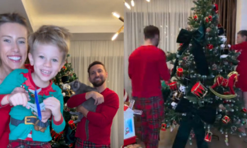 Dani Oțil și Gabriela Prisăcariu au împodobit bradul împreună cu Tiago. Micuțul a insistat să înceapă magia Crăciunului mai devreme