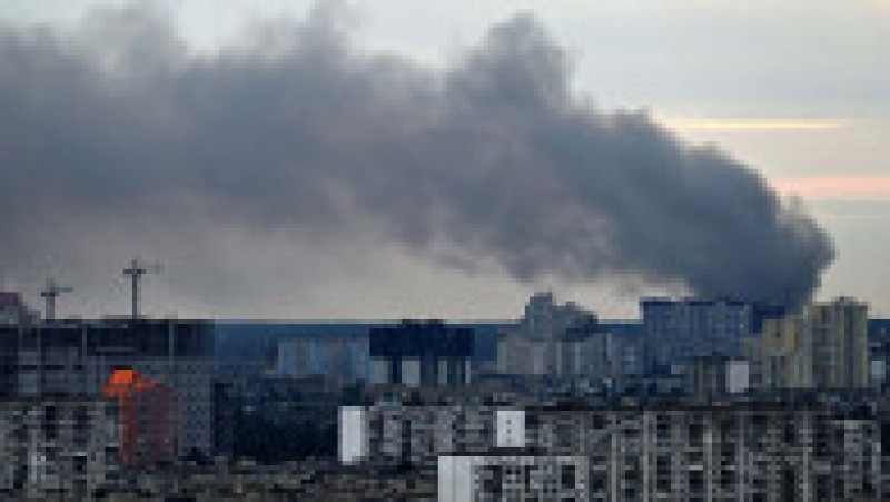 Kievul duminică dimineață, după ce a fost lovit de rachete rusești. Foto: Profimedia | Poza 11 din 11