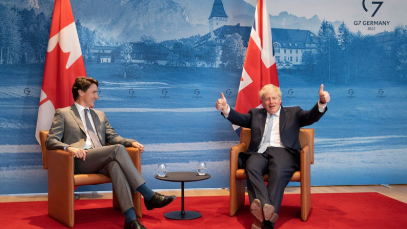 Boris Johnson, într-o dispoziție foarte jovială la întâlnirea cu premierul canadian Justin Trudeau Foto: Profimedia Images