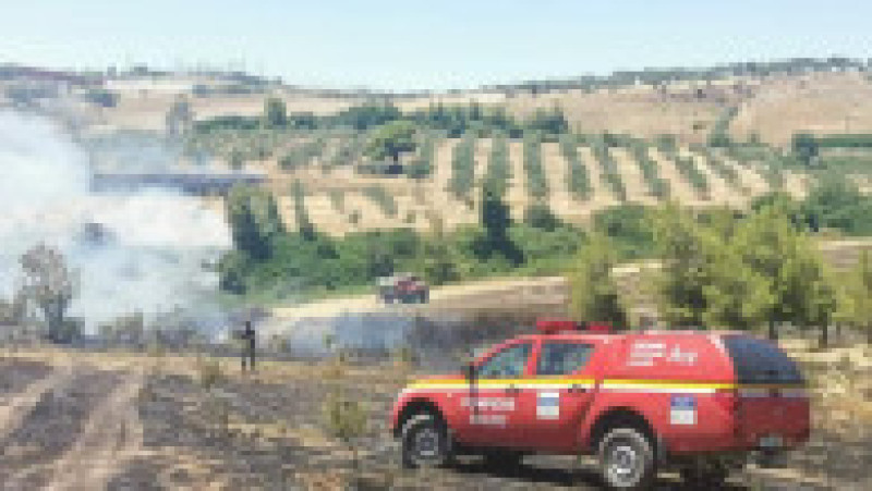 Pompierii români intervin pentru lichidarea unui incendiu de vegetaţie izbucnit la nord de Atena. Foto: Facebook/DSU | Poza 7 din 7