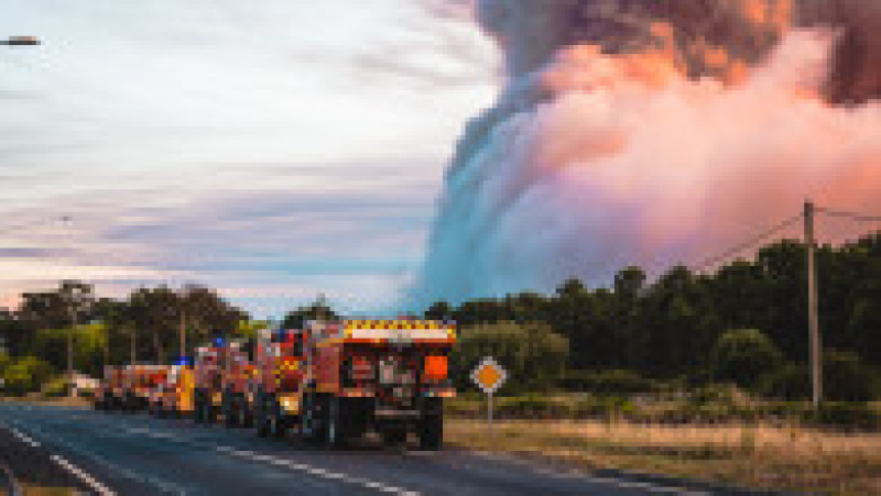 Incendiu în apropiere de Cazaux, sud-vestul Franței. 1.000 de pompieri se luptă să stingă flăcările înainte să ajungă în zonele locuite. Foto: Profimedia Images | Poza 2 din 16