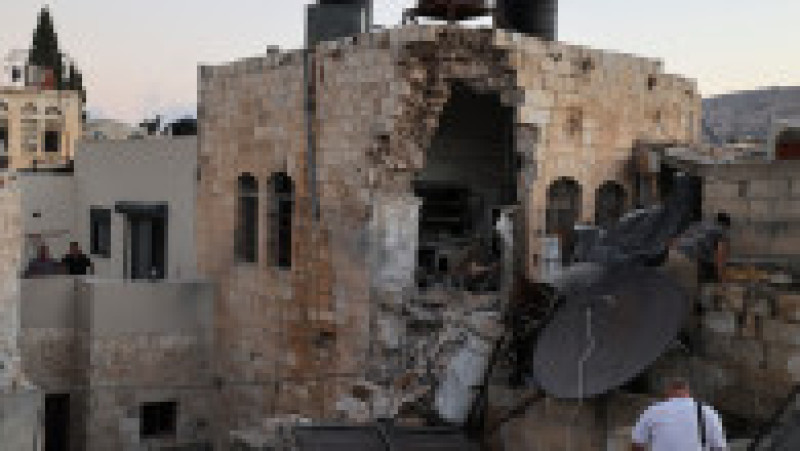Locuință unde se adăposteau palestinieni, lovită de atacul israelienilor. Foto: Profimedia | Poza 2 din 12