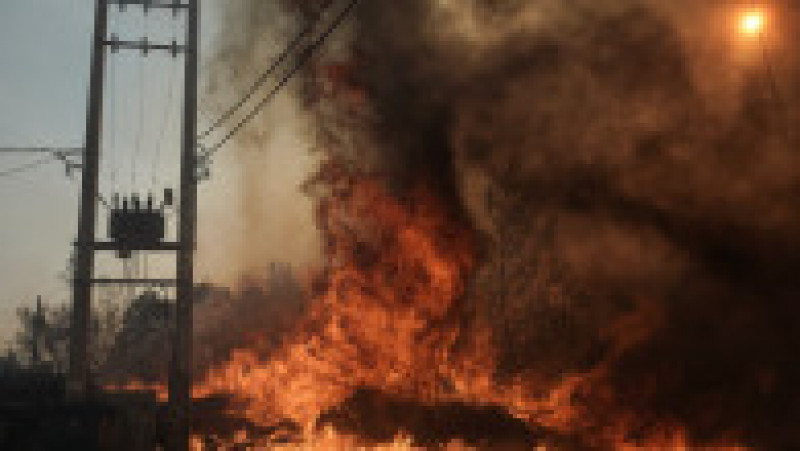 Incendiul s-a extins pe parcursul nopţii în suburbiile dens populate din nordul Atenei. Foto: Profimedia Images | Poza 3 din 13