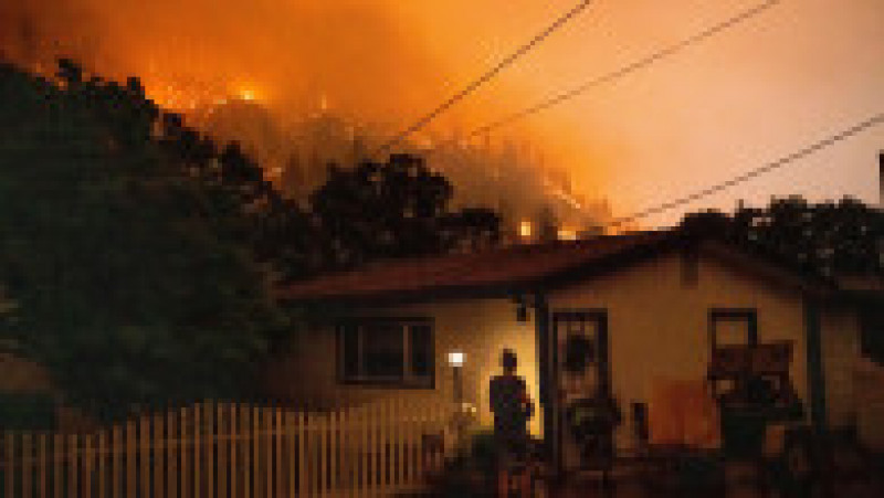 Incendiul „s-a intensificat şi s-a extins din cauza combustibililor uscaţi, a condiţiilor extrem de secetoase, a temperaturilor ridicate, a vânturilor şi a furtunilor”. Foto: Profimedia Images | Poza 19 din 20