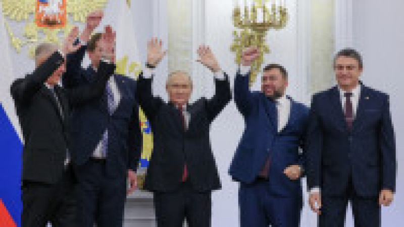 Putin și liderii celor patru regiuni anexate de Rusia. Foto: Profimedia Images | Poza 5 din 7
