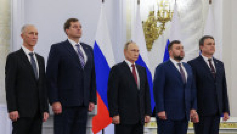 Putin și liderii celor patru regiuni anexate de Rusia. Foto: Profimedia Images | Poza 8 din 14