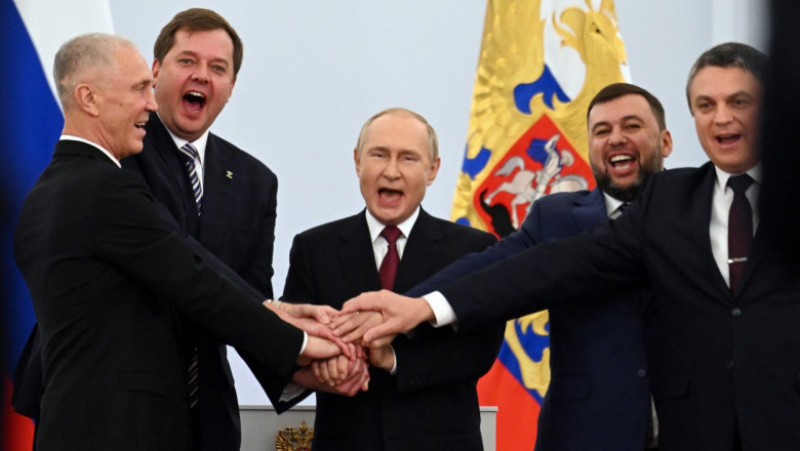 Putin și liderii celor patru regiuni anexate de Rusia. Foto: Profimedia Images