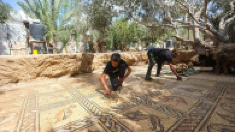 Un fermier palestinian a descoperit un mozaic bizantin în timp ce încerca să planteze un măslin. Foto: Profimedia | Poza 7 din 17