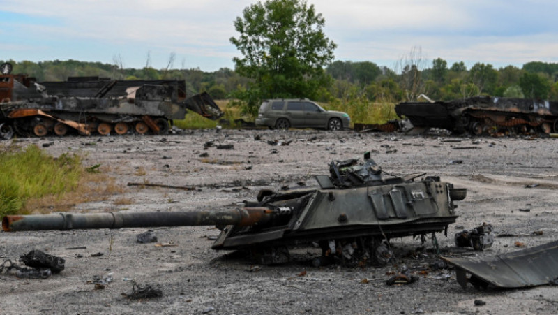 Echipamente rusești distruse de ucraineni în timpul recuceririi orașului Balaklia din regiunea Harkov. Foto: Profimedia Images