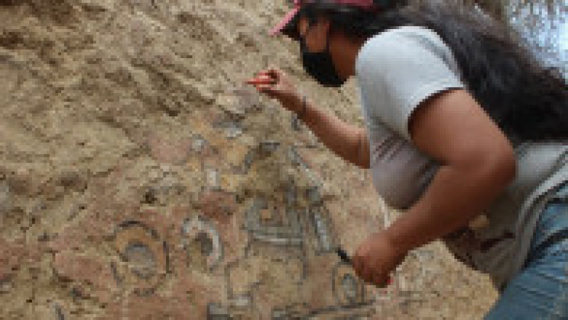 O pictură murală veche de 1.000 de ani, Huaca Pintada, dispărută acum un secol, a fost redescoperită în Peru. Foto: Universitatea din Fribourg | Poza 2 din 5