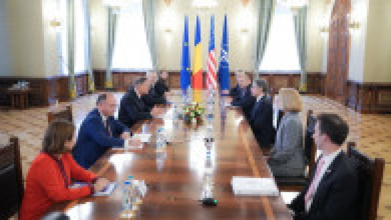 Secretarul de Stat al SUA, Antony Blinken, a fost primit la Palatul Cotroceni de către preşedintele Klaus Iohannis. FOTO: Presidency | Poza 6 din 8