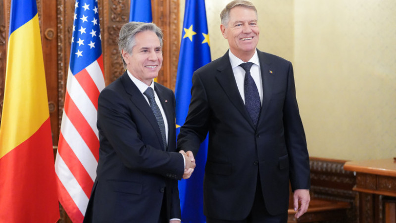 Secretarul de Stat al SUA, Antony Blinken, a fost primit la Palatul Cotroceni de către preşedintele Klaus Iohannis. FOTO: Presidency