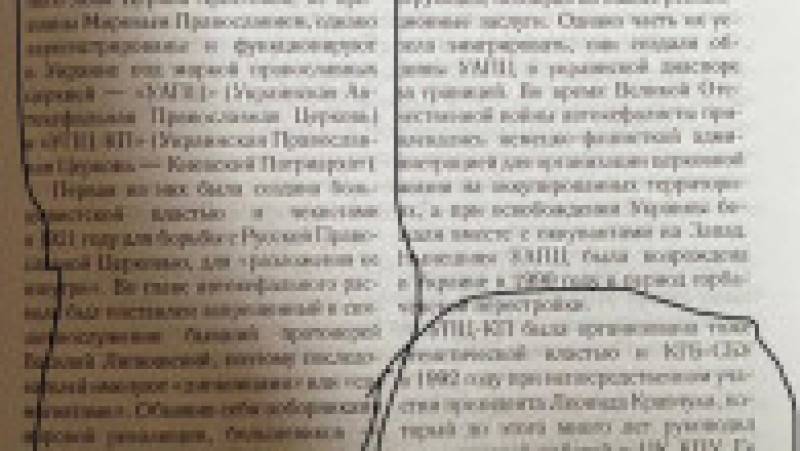 Conducerea serviciului de informații al Ucrainei (SBU) a transmis că agenții săi au depistat în interiorul bisericilor ortodoxe ruse din estul țării mai multe articole de propagandă de la Kremlin FOTO: SBU | Poza 8 din 21