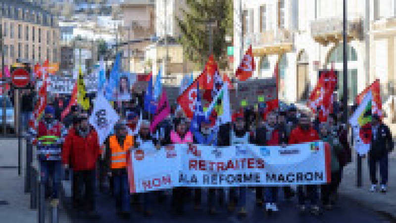 Noi greve și proteste la care sunt așteptați peste un milion de oameni au loc marți în Franța, față de planul guvernului de a crește vârsta de pensionare de la 62 la 64 de ani. FOTO: Profimedia Images | Poza 9 din 14