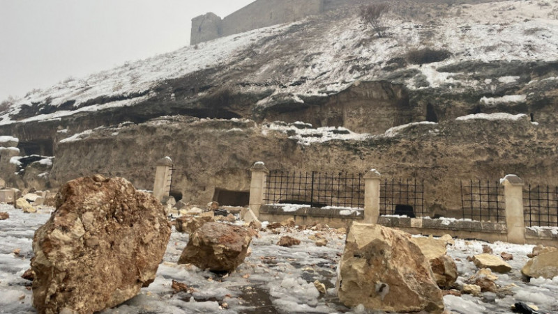 Castelul Gaziantep, vechi de secole, s-a prăbușit după devastatorul cutremur din această dimineață din Turcia. FOTO: Profimedia Images