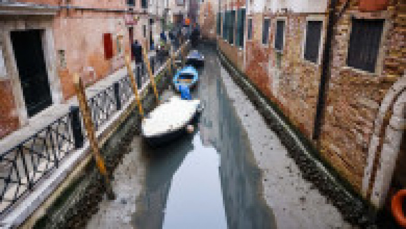 Gondolele sunt trase pe dreapta în Veneția, unde celebrele canale au rămas fără apă din cauza secetei. FOTO: Profimedia Images | Poza 9 din 14