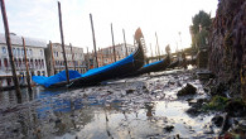 Gondolele sunt trase pe dreapta în Veneția, unde celebrele canale au rămas fără apă din cauza secetei. FOTO: Profimedia Images | Poza 5 din 14