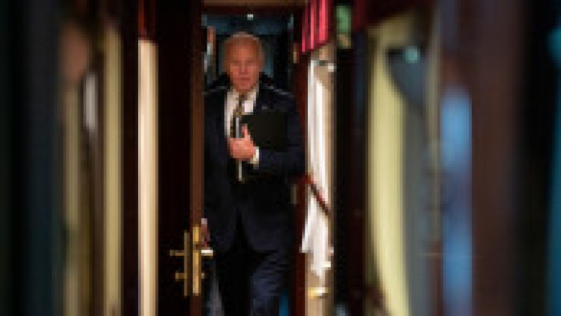 Călătoria de 10 ore a lui Biden cu trenul prin Ucraina a fost ca nicio alta parcursă de un președinte american în istoria modernă a țării. Foto: Profimedia Images | Poza 5 din 17