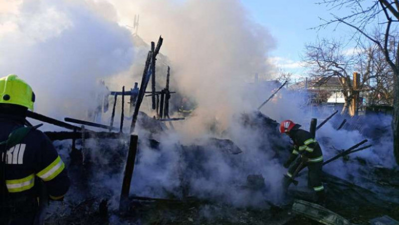 Zeci de animale mistuite de flăcări într-un incendiu la Cornu Luncii. Foto: ISU Suceava