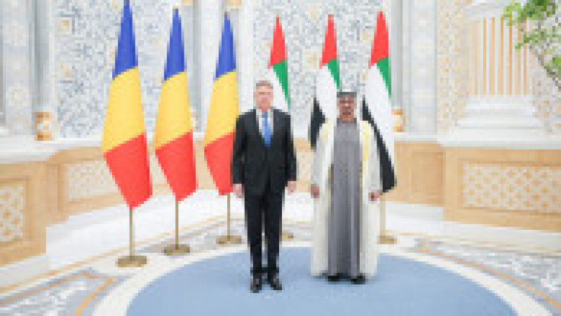 Klaus Iohannis s-a întâlnit cu președintele Emiratelor Arabe Unite, Şeicul Mohamed bin Zayed Al Nahyan. Foto: Twitter | Poza 2 din 3