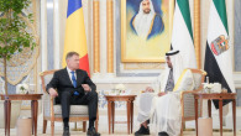 Klaus Iohannis s-a întâlnit cu președintele Emiratelor Arabe Unite, Şeicul Mohamed bin Zayed Al Nahyan. Foto: Twitter | Poza 3 din 3
