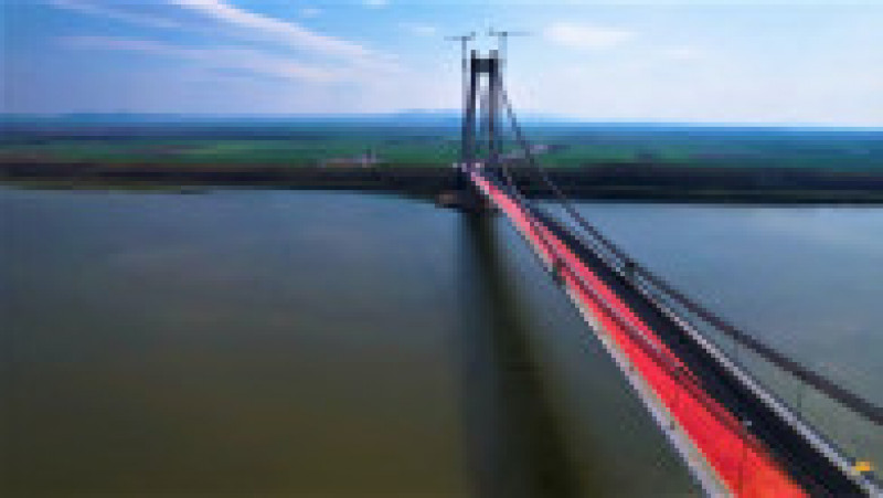 Podul de peste Dunăre va fi cel mai mare pod suspendat din România și al treilea din Europa. Sursa foto: Profimedia Images | Poza 29 din 29