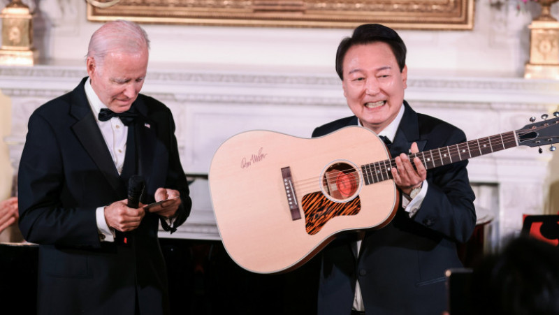 Președintele sud-coreean i-a cântat „American Pie” lui Joe Biden. Foto: Profimeda